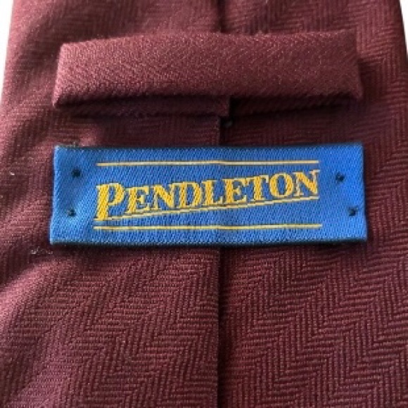 Vintage Pendleton Wool Necktie Burgundy Red Herringbone  58” - Picture 4 of 5